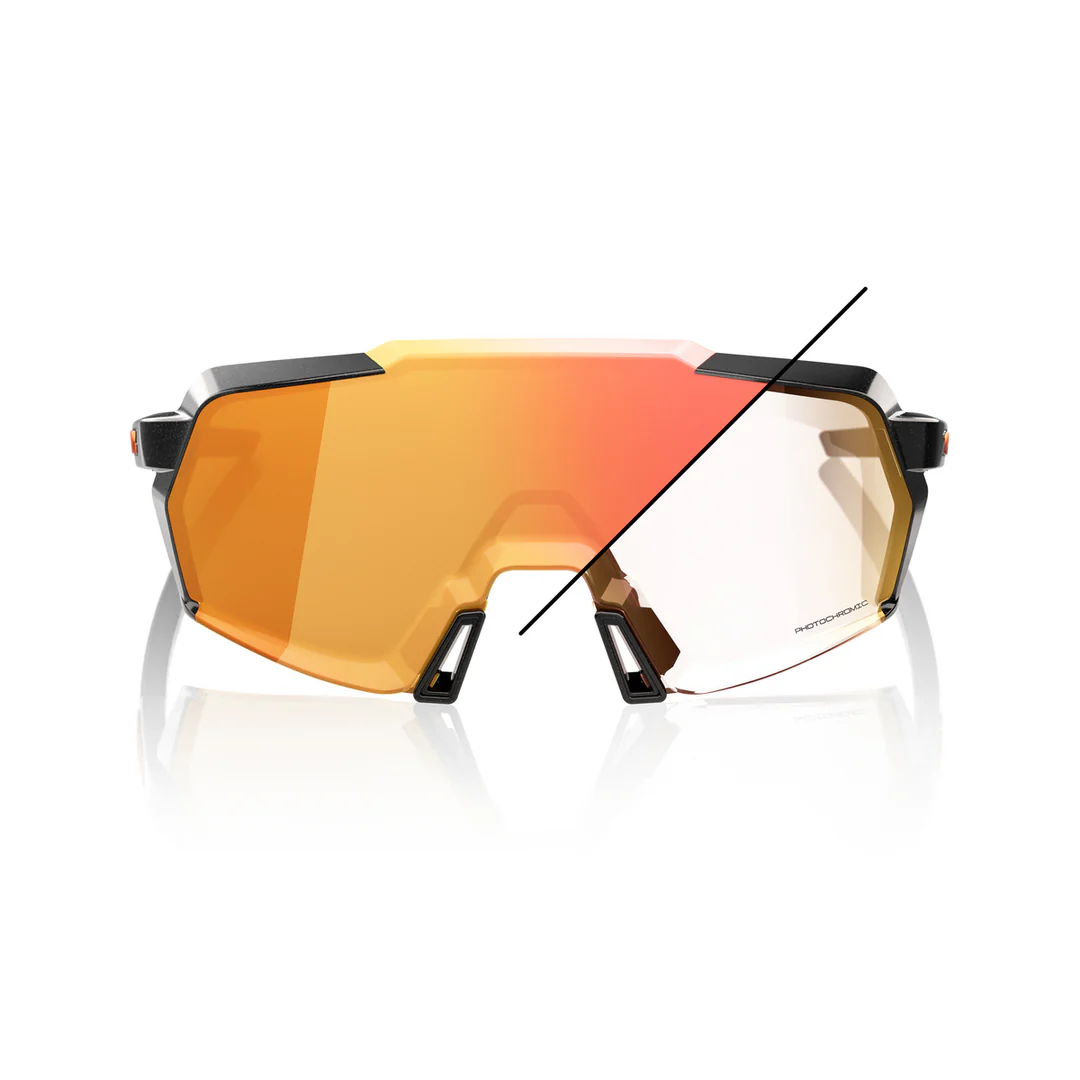 100% KORBIN Cycling Sunglasses - Gloss Metallic Black - Orange Flash Mirror Photochromic - Image 2