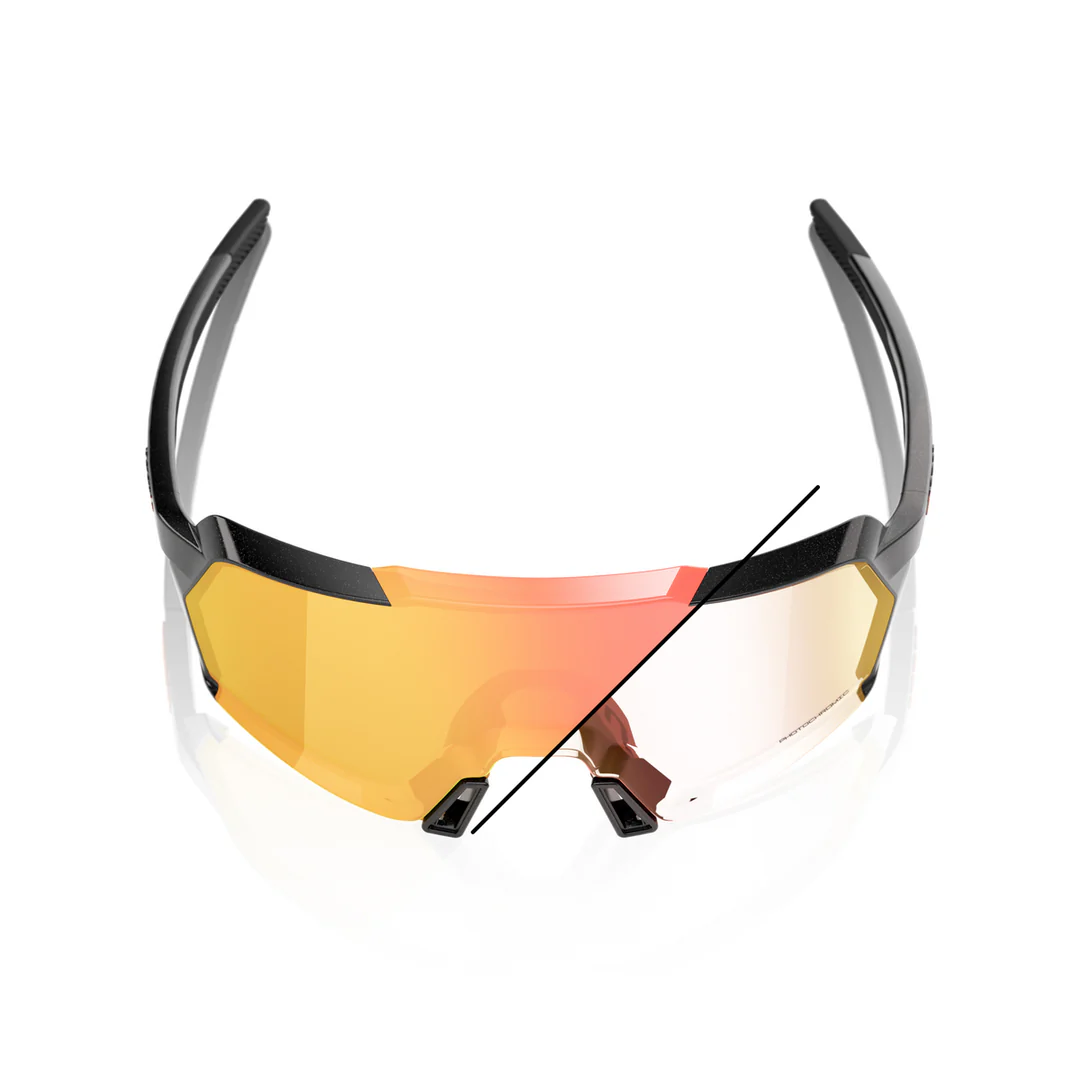 100% KORBIN Cycling Sunglasses - Gloss Metallic Black - Orange Flash Mirror Photochromic - Image 4