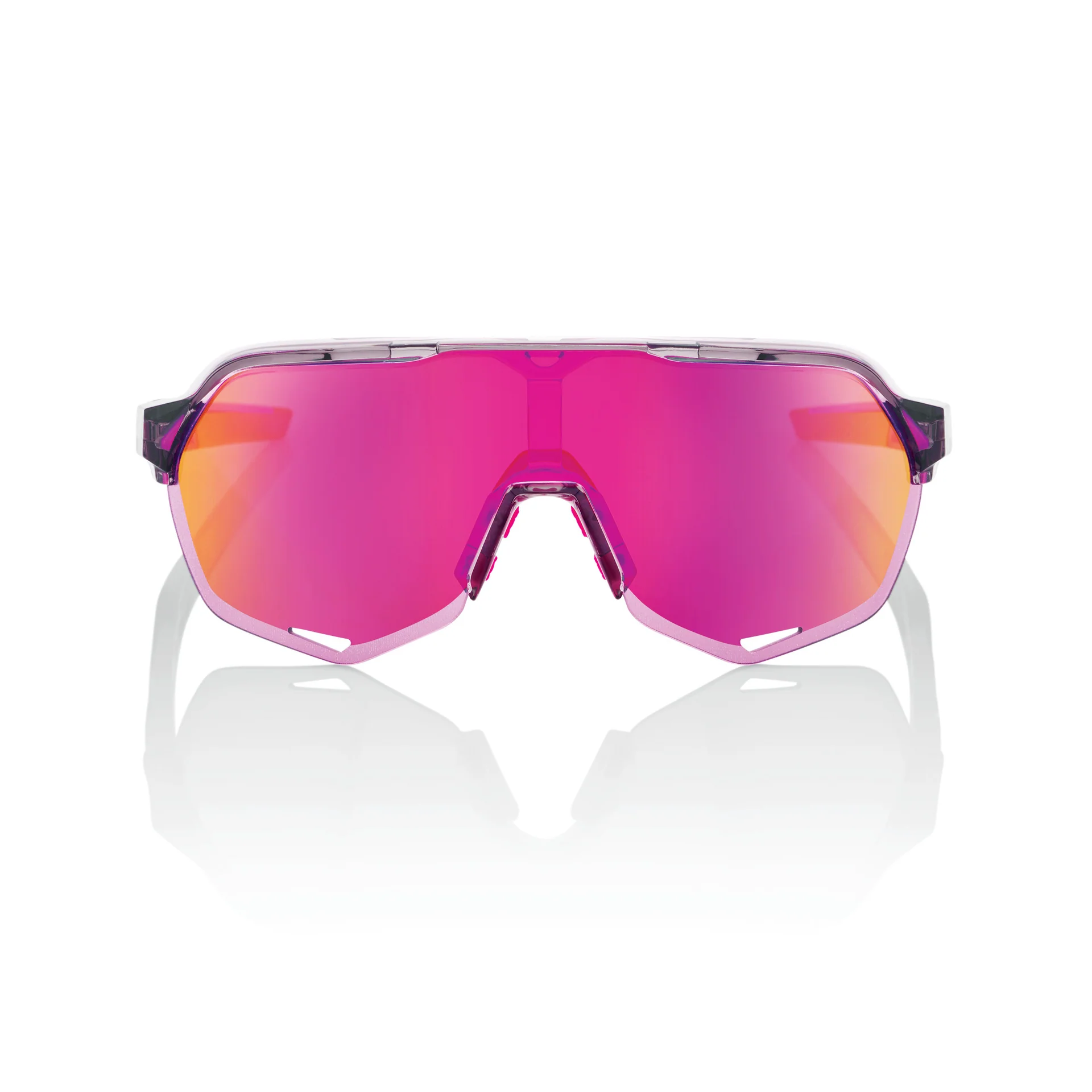 100% S2 Cycling Sunglasses - Translucent Polished Grey - Purple Mirror - Image 2