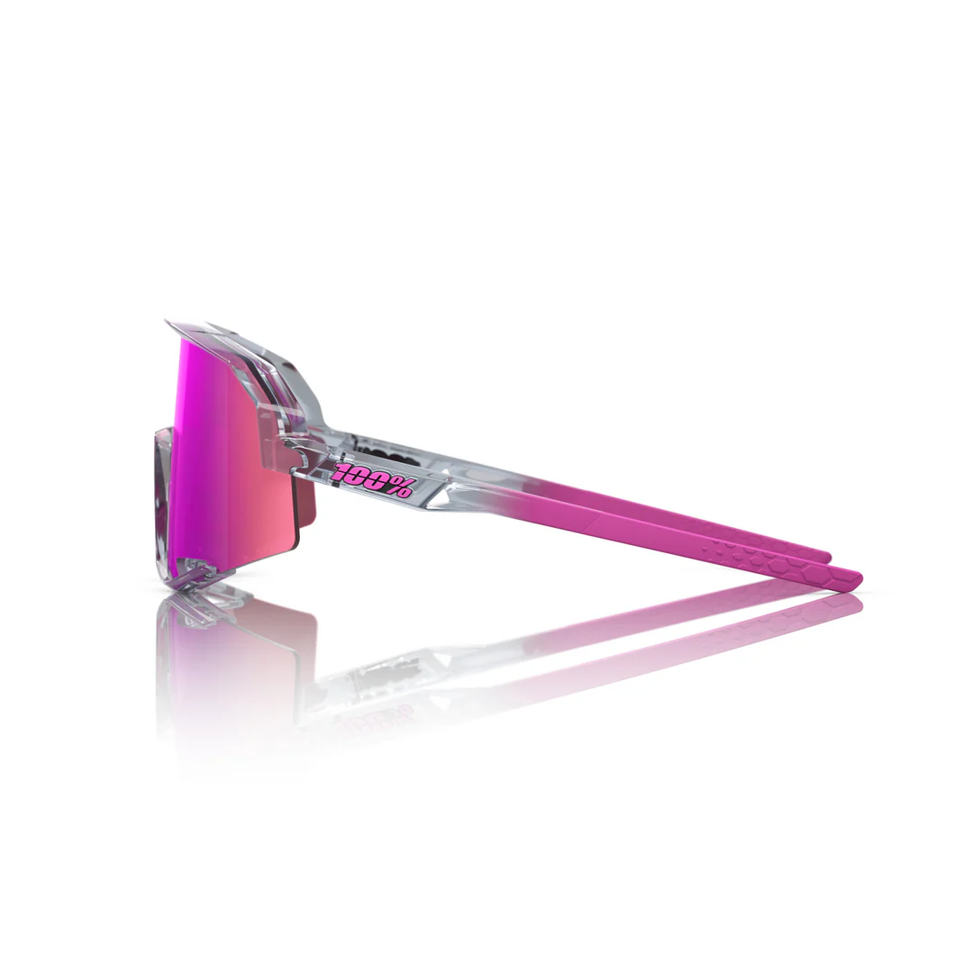 100% SLENDALE Cycling Sunglasses - Polished Translucent Grey - Purple Mirror - Image 2