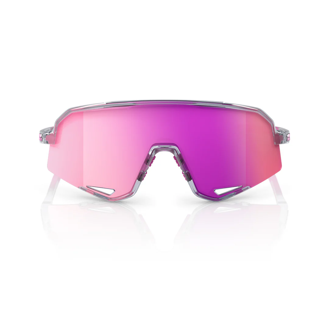 100% SLENDALE Cycling Sunglasses - Polished Translucent Grey - Purple Mirror - Image 3