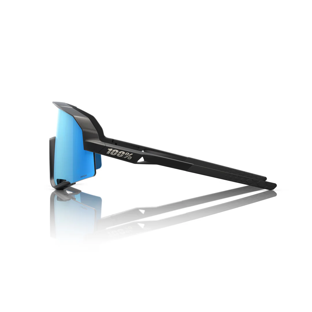 100% SLENDALE Cycling Sunglasses - Matte Black - HiPER Blue Mirror - Image 2