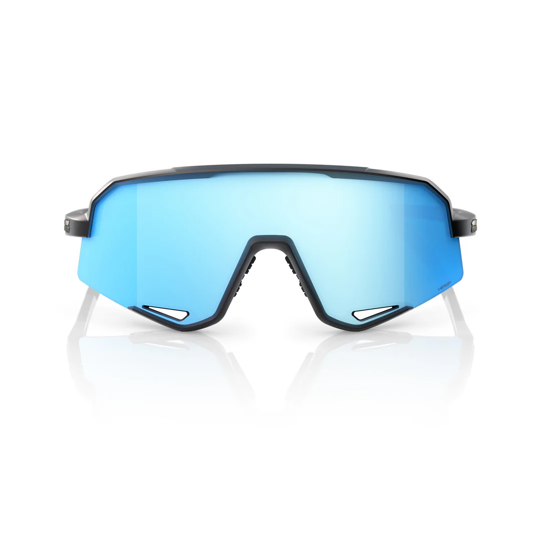 100% SLENDALE Cycling Sunglasses - Matte Black - HiPER Blue Mirror - Image 3