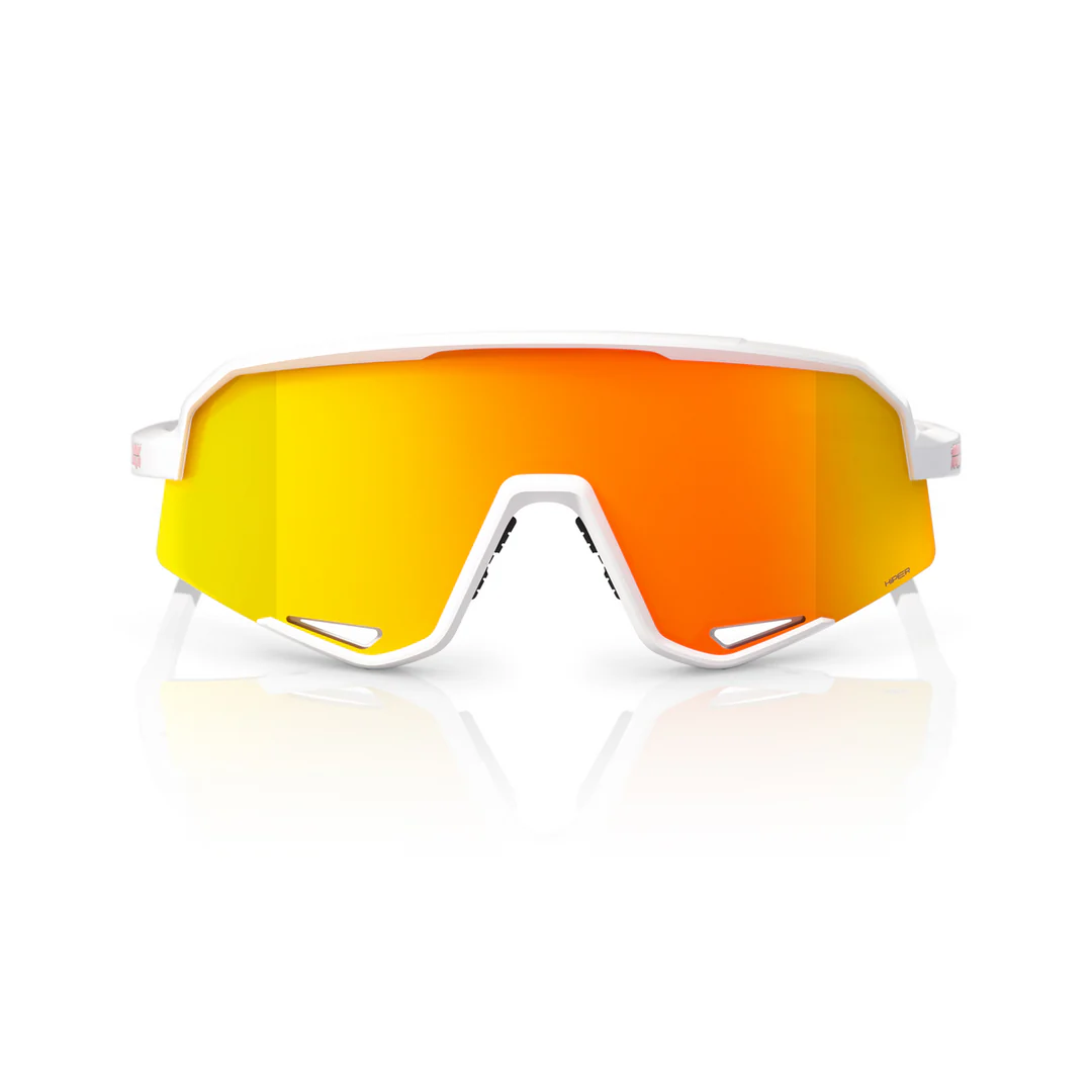 100% SLENDALE Cycling Sunglasses - Matte White - Hyper Red Mirror - Image 2