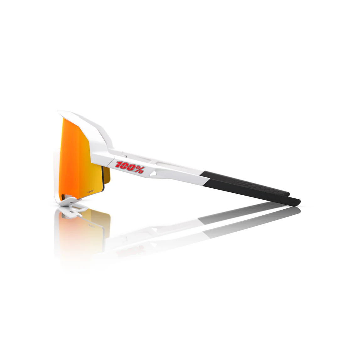 100% SLENDALE Cycling Sunglasses - Matte White - Hyper Red Mirror - Image 3