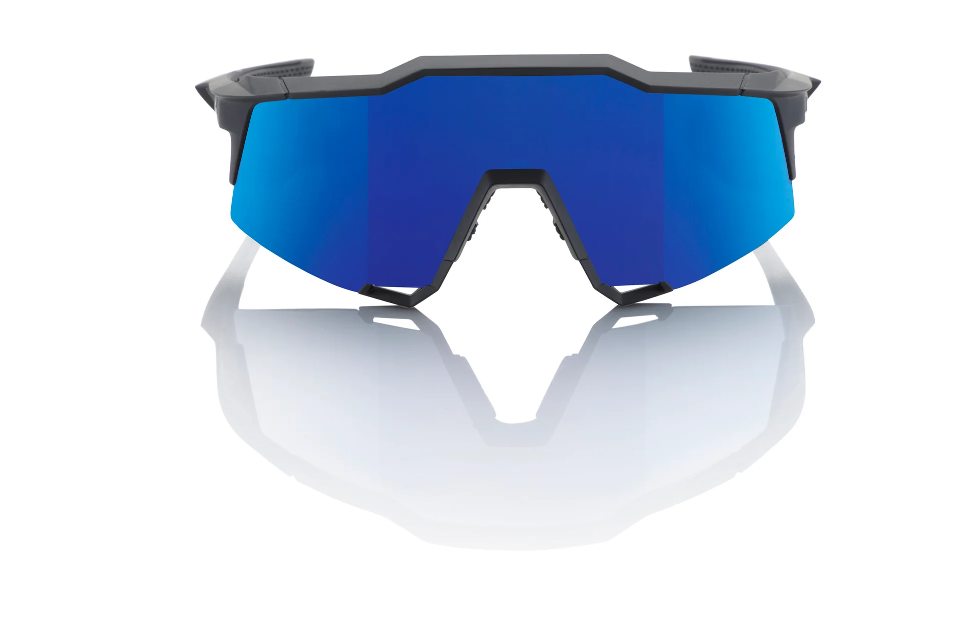 100% SPEEDCRAFT Cycling Sunglasses - Matte Black - HiPER Blue Mirror - Image 2