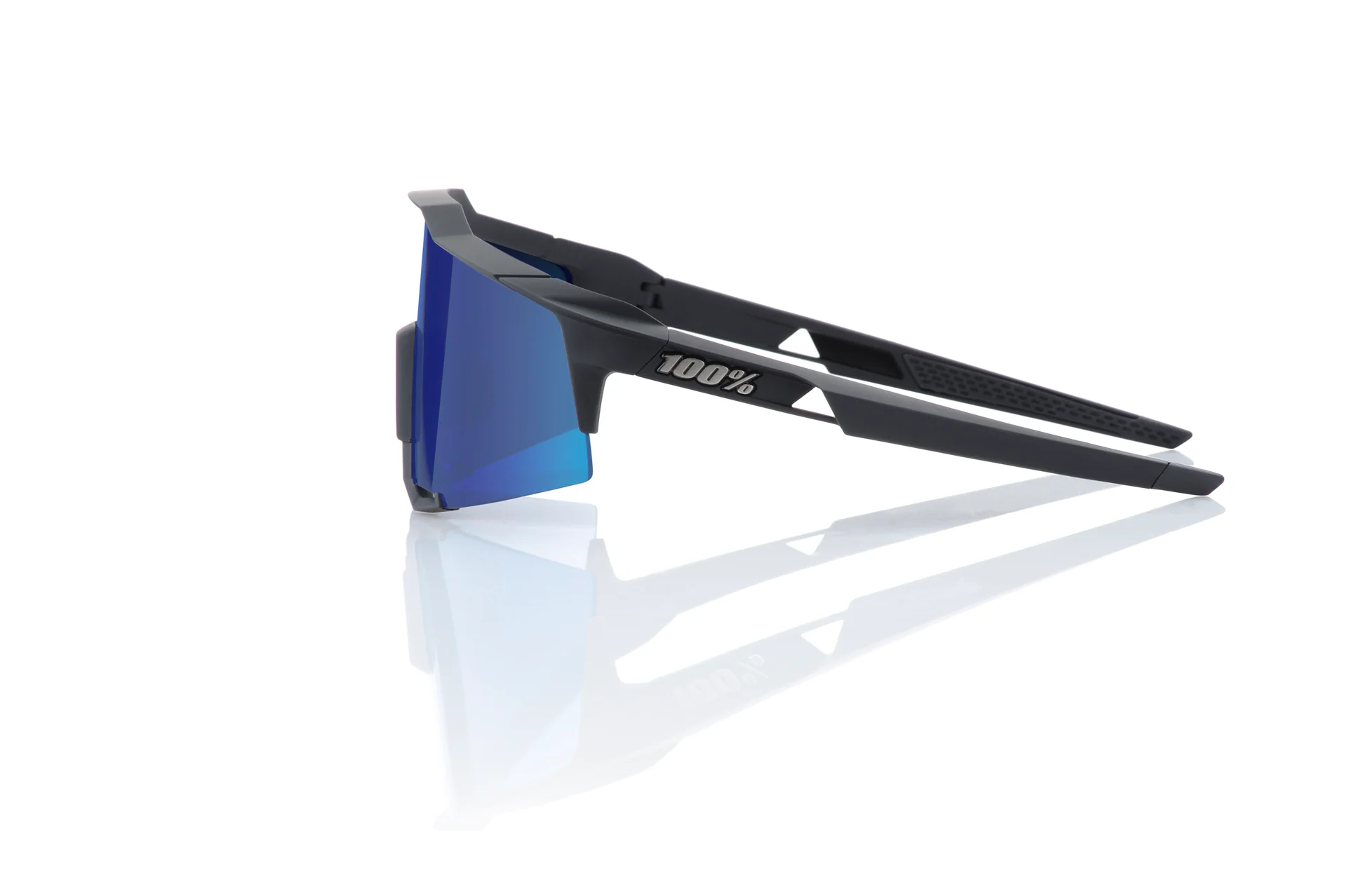100% SPEEDCRAFT Cycling Sunglasses - Matte Black - HiPER Blue Mirror - Image 3