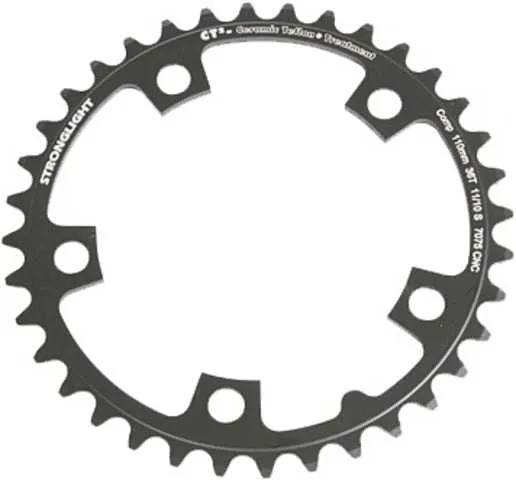 Chainring - Road "Stronglight" 36T. 7075 CNC Black CT2, 5 hole 110mm BCD 10/11SP