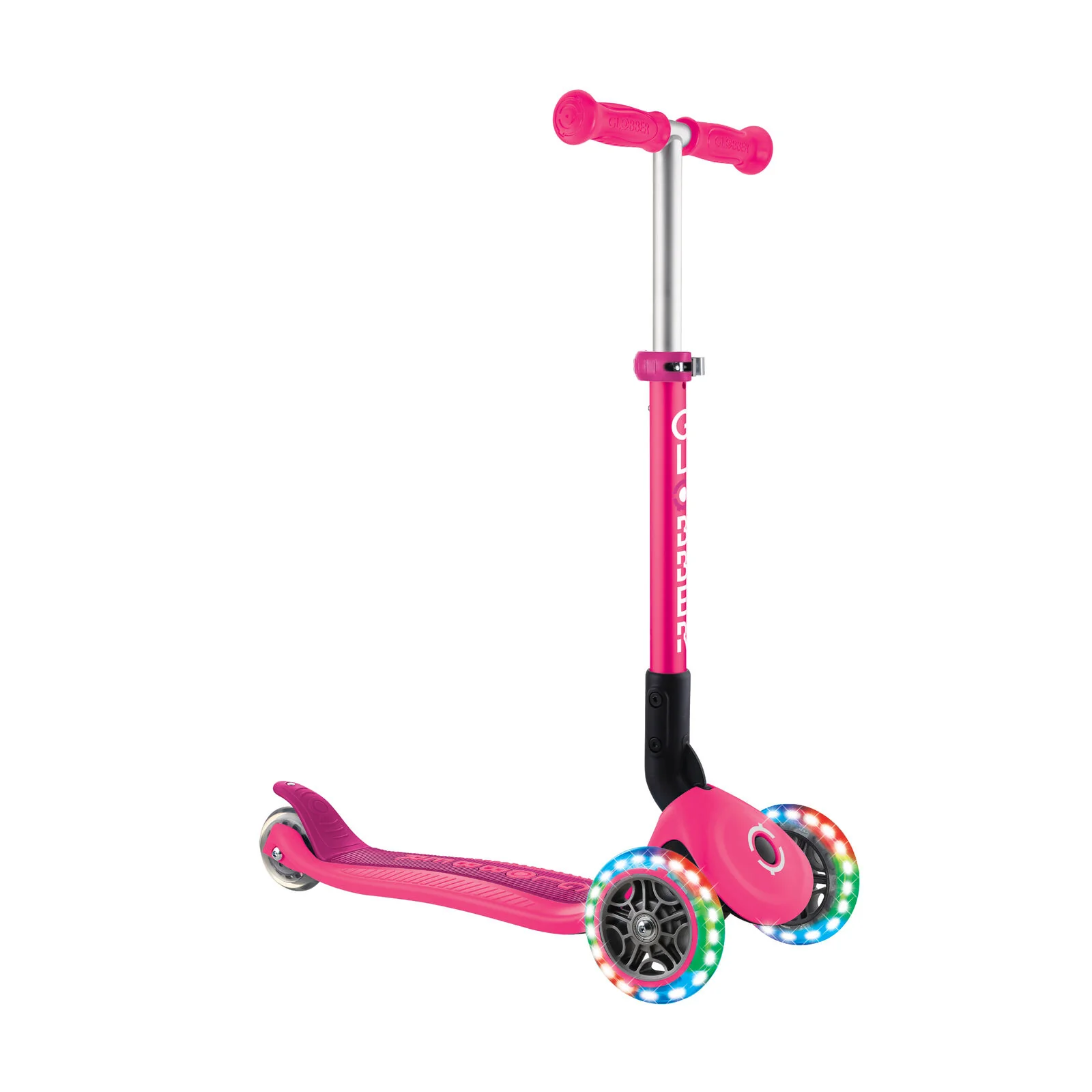 Globber Junior Foldable 3 Wheel Scooter - Fuchsia Pink