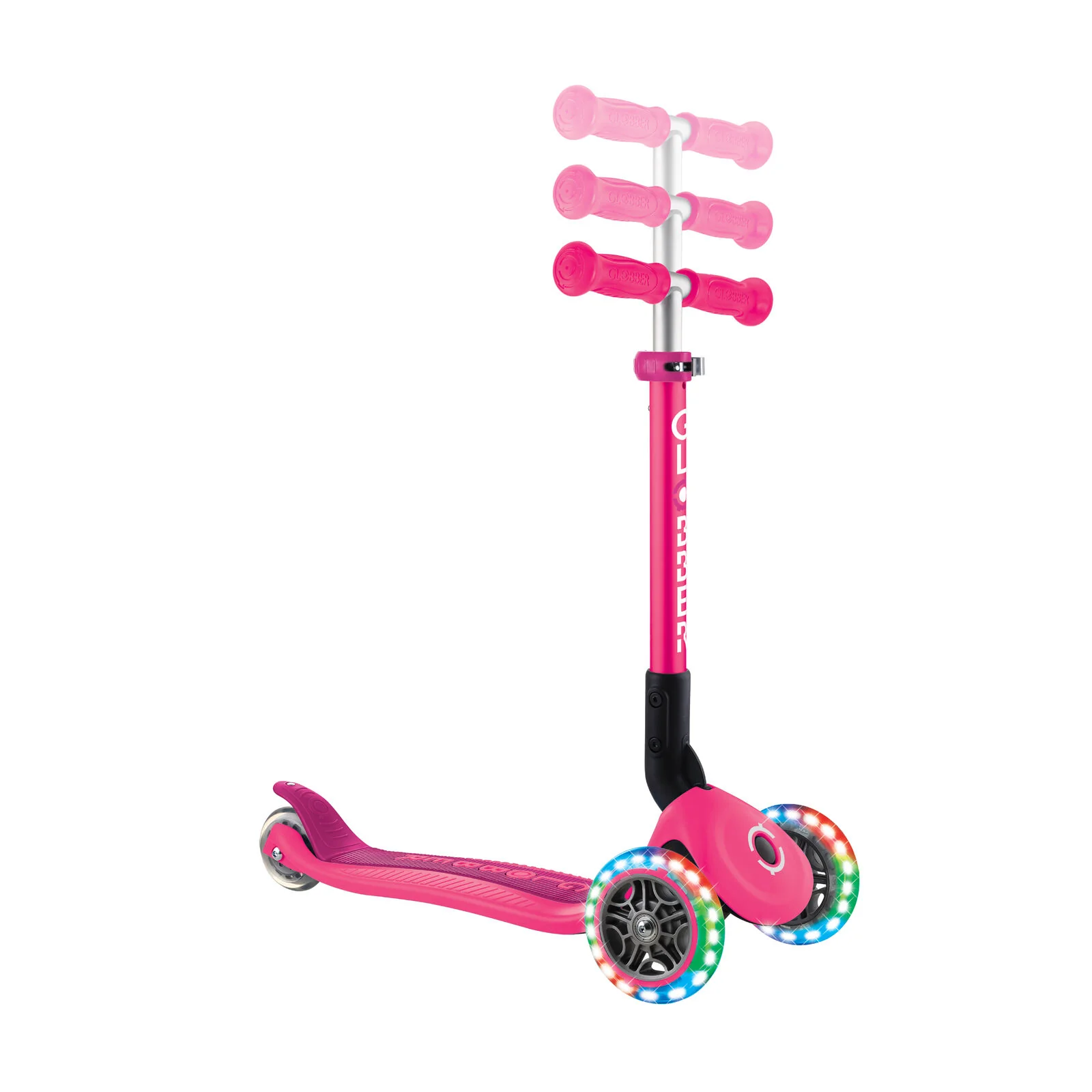Globber Junior Foldable 3 Wheel Scooter - Fuchsia Pink - Image 2