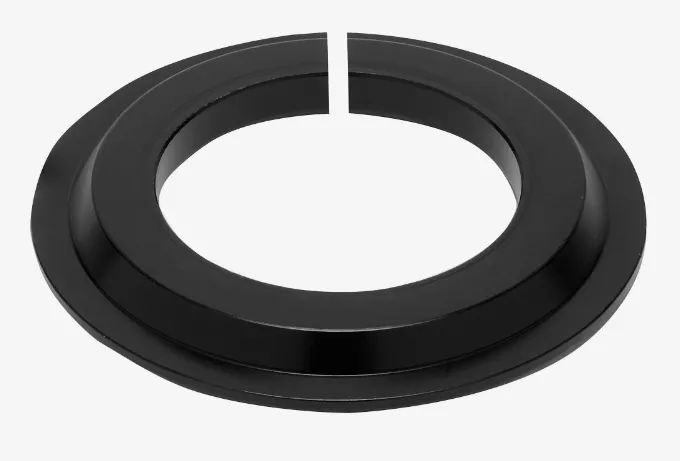 Headset crown race reducer, set for 1-1/8" straight steerer to 1.5" head tube, Black