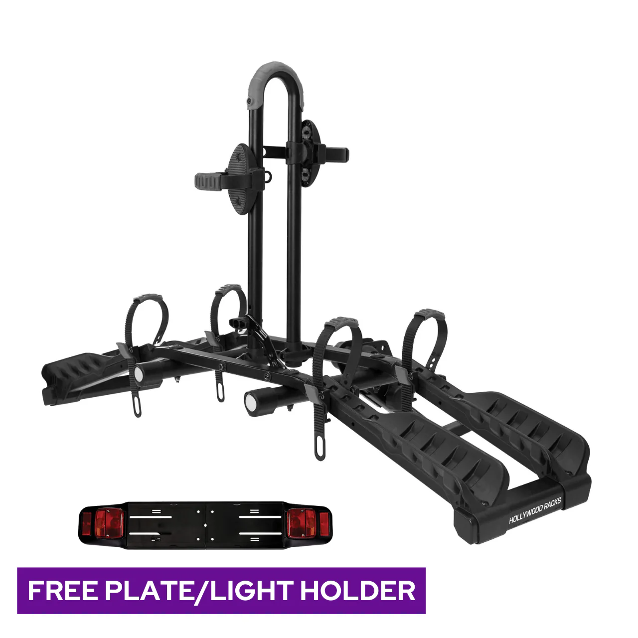 Hollywood Destination 2: 2 Hitch Bike Rack + Free Plate Holder & Light Bar