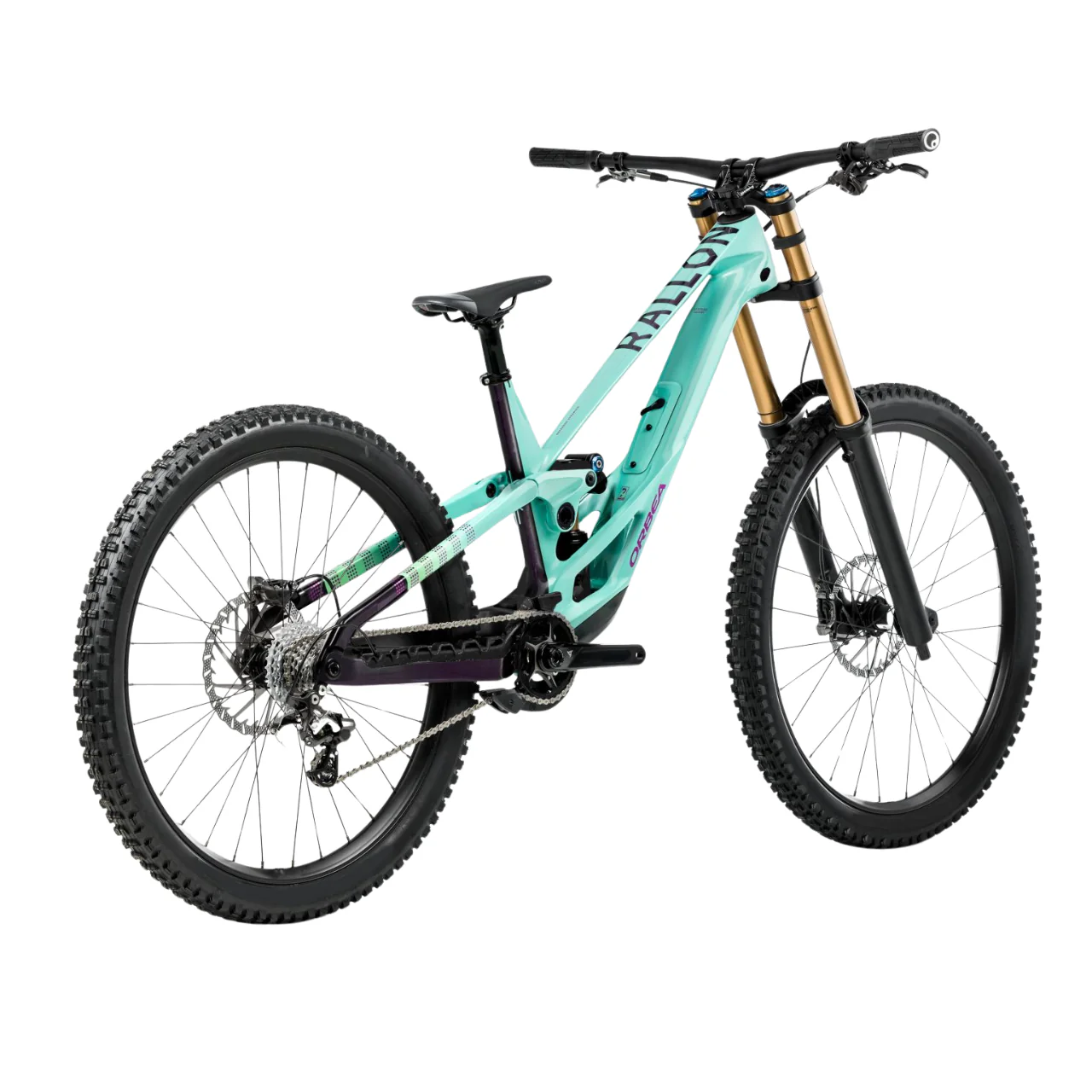 Orbea Rallon D-LTD Downhill Mountain Bike - Aloha Green/Fantasy Purple Carbon View - Image 10