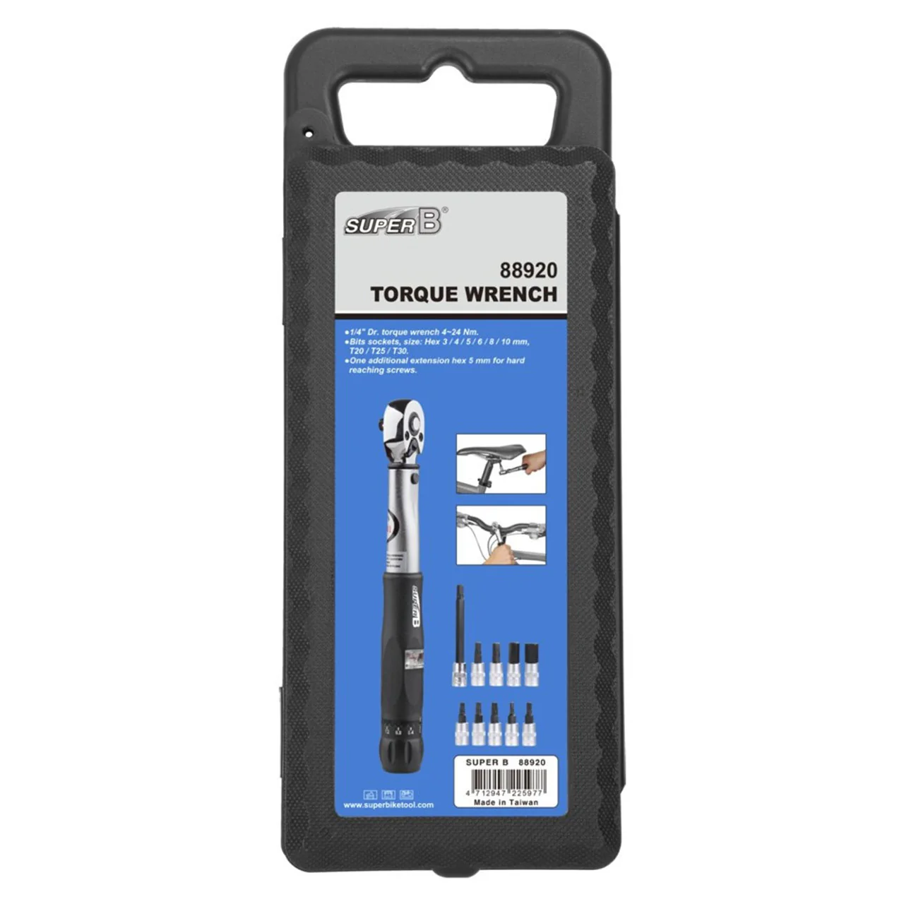 Super B 1/4" Drive Adjustable Bike Torque Wrench 4-24 Nm - Image 2