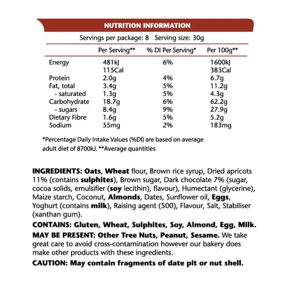 Power Bites Apricot Chocolate - 240g - 8 Pack - Image 2