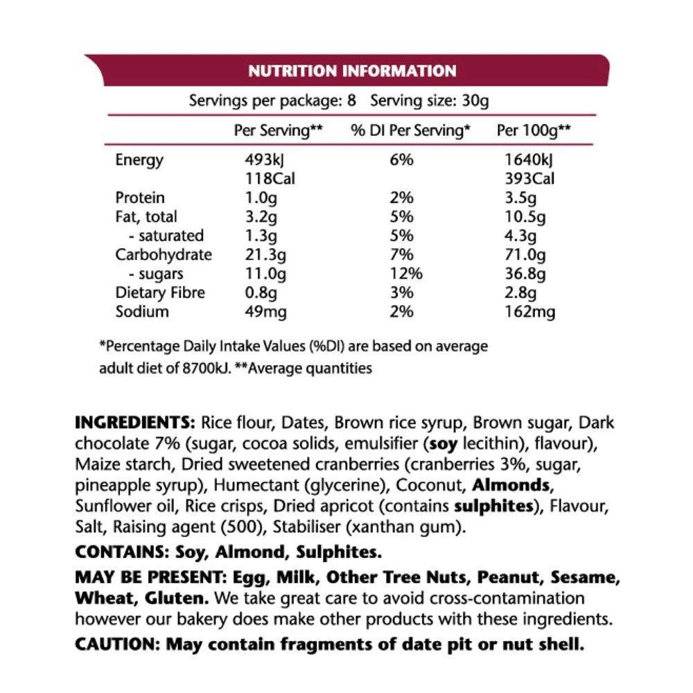 Power Bites Cranberry Chocolate - 240g - 8 Pack - Image 2