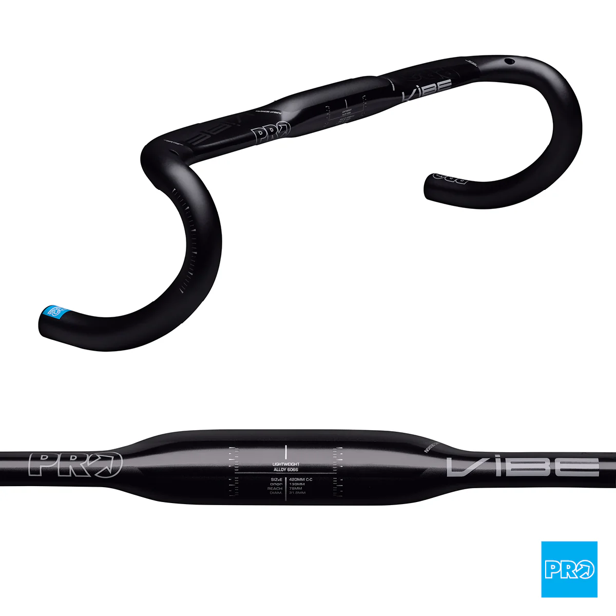 PRO Road Bar - VIBE Aero Alloy 42cm 31.8mm 6 Deg Flare Di2 Intergration