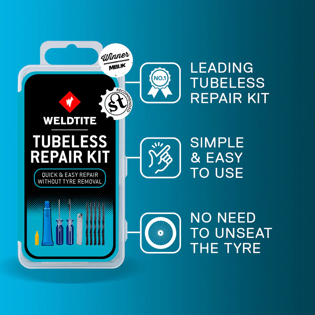 Weldtite Tubeless Tyre Repair Kit - Image 2