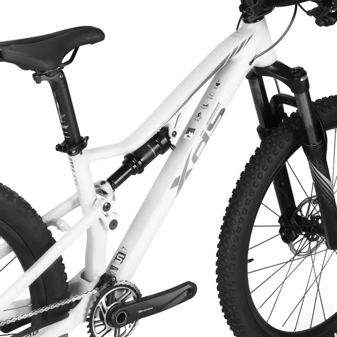 XDS Mustang Full Suspension Mountain Bike - White - Image 4